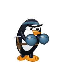 Alpine's Distro Fighter character, a customized penguin