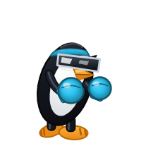 Arch Linux's Distro Fighter character, a customized penguin