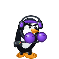 Bazzite's Distro Fighter character, a customized penguin