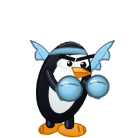 Budgie's Distro Fighter character, a customized penguin