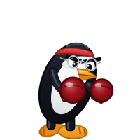 Debian's Distro Fighter character, a customized penguin