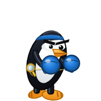 Deepin's Distro Fighter character, a customized penguin
