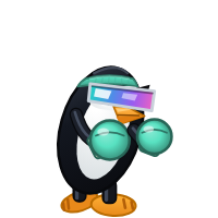 Hyprland's Distro Fighter character, a customized penguin