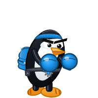 KDE Plasma's Distro Fighter character, a customized penguin