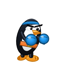 Kubuntu's Distro Fighter character, a customized penguin