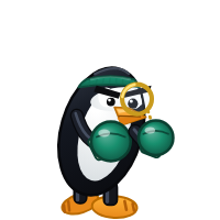 openSUSE Leap's Distro Fighter character, a customized penguin