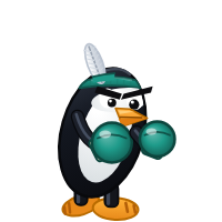 Lubuntu's Distro Fighter character, a customized penguin