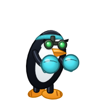 Parrot OS's Distro Fighter character, a customized penguin