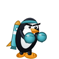 Pop!_OS's Distro Fighter character, a customized penguin