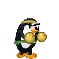 Qtile's Distro Fighter character, a customized penguin