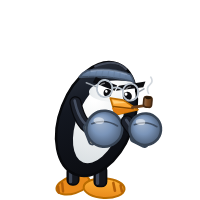 Slackware's Distro Fighter character, a customized penguin
