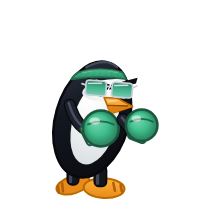 Sway's Distro Fighter character, a customized penguin
