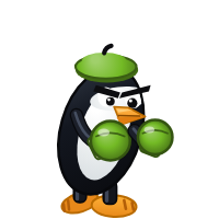 openSUSE TW's Distro Fighter character, a customized penguin