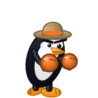 Ubuntu's Distro Fighter character, a customized penguin