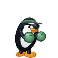 Void Linux's Distro Fighter character, a customized penguin