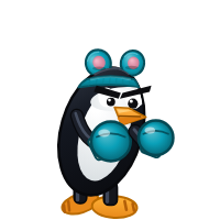 Xubuntu's Distro Fighter character, a customized penguin