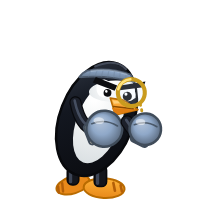 i3wm's Distro Fighter character, a customized penguin