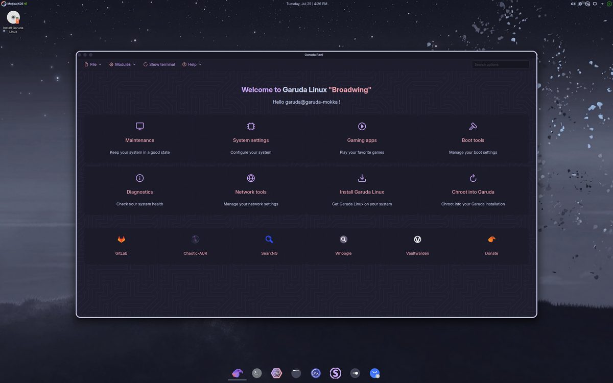 Garuda desktop screenshot