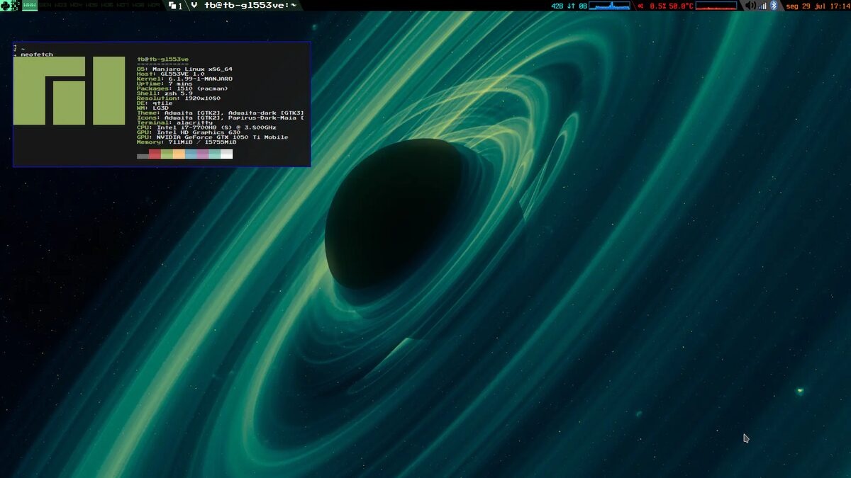 Qtile desktop screenshot